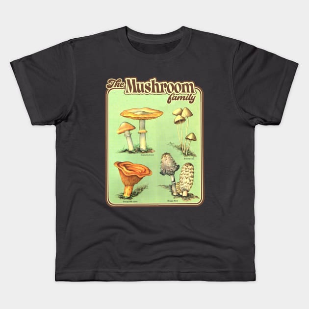 Mushroom Family - Vintage Retro Shroom Aesthetic Kids T-Shirt by elevens.design